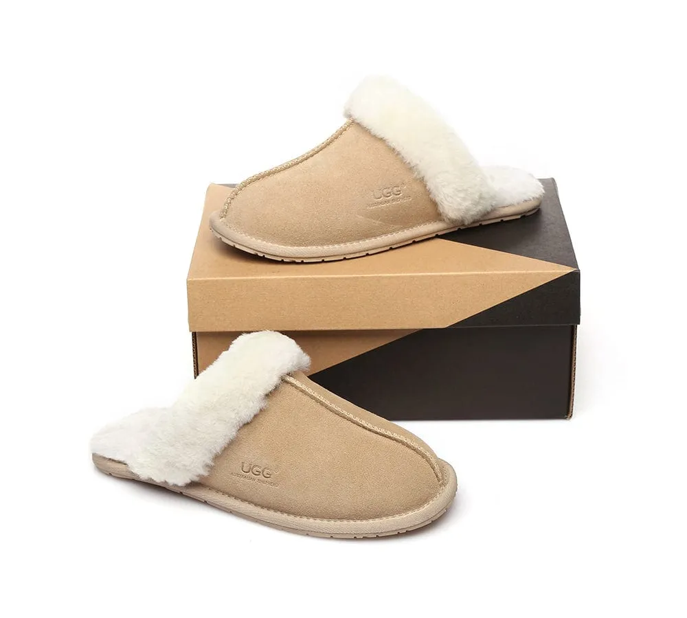 AUSTRALIAN SHEPHERD® UGG Slippers Premium Sheepskin Wool Scuff Rosa