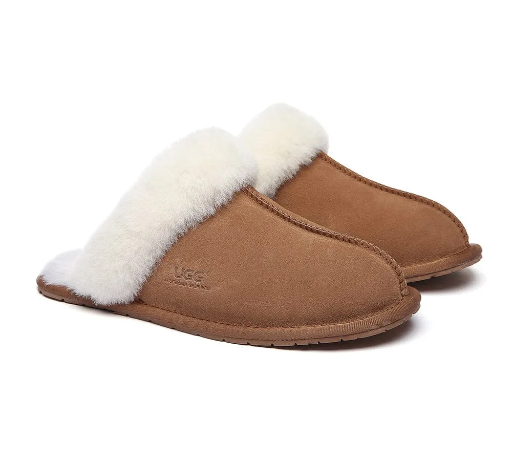 AUSTRALIAN SHEPHERD® UGG Slippers Premium Sheepskin Wool Scuff Rosa