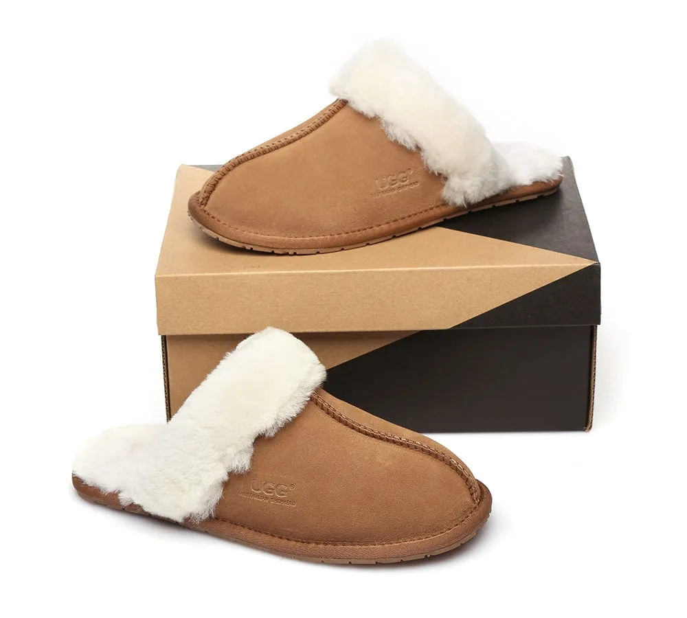 AUSTRALIAN SHEPHERD® UGG Slippers Premium Sheepskin Wool Scuff Rosa