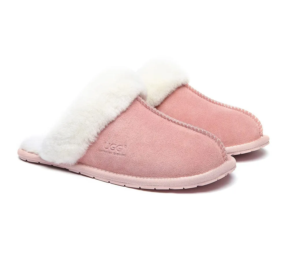 AUSTRALIAN SHEPHERD® UGG Slippers Premium Sheepskin Wool Scuff Rosa