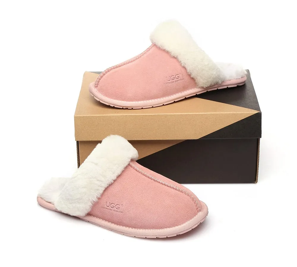 AUSTRALIAN SHEPHERD® UGG Slippers Premium Sheepskin Wool Scuff Rosa