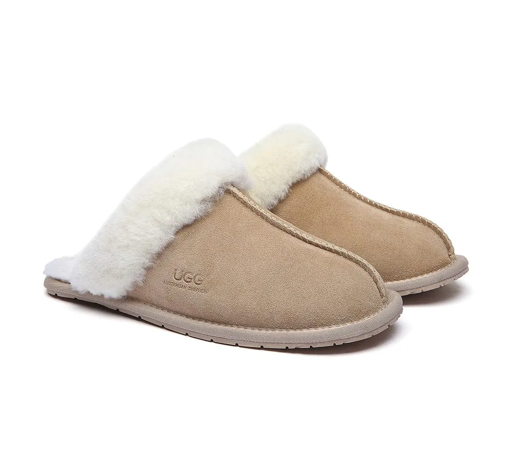 AUSTRALIAN SHEPHERD® UGG Slippers Premium Sheepskin Wool Scuff Rosa