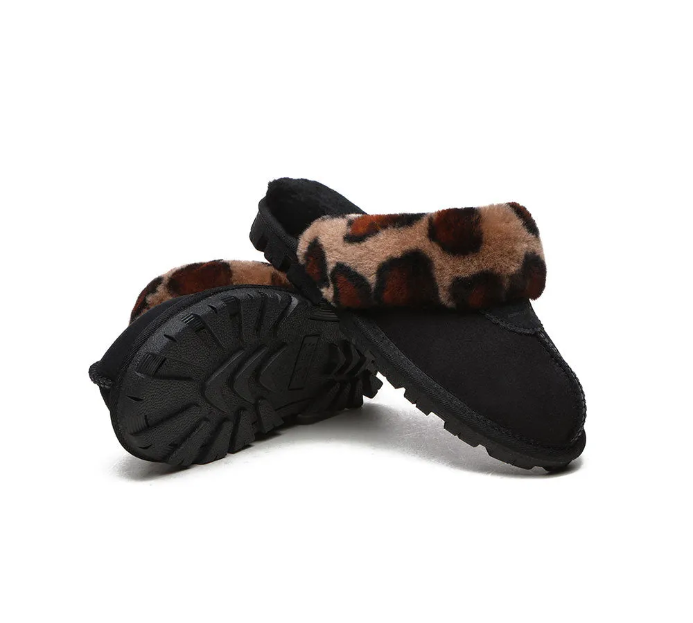 AUSTRALIAN SHEPHERD® UGG Slippers Women Double Face Sheepskin Wool Leopard Print