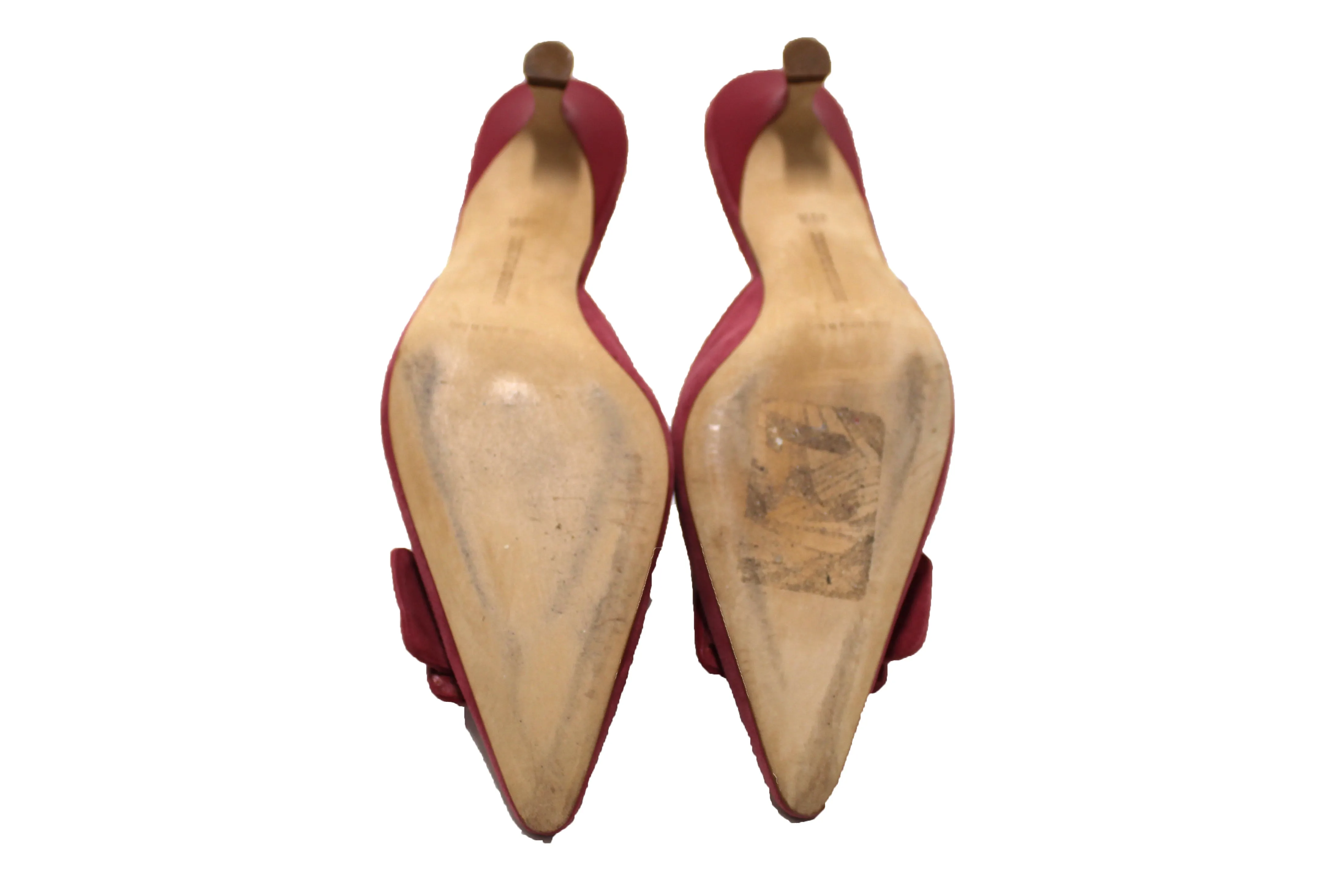 Authentic New Manolo Blahnik Pink Suede Leather Maysale Mules Shoes Size 40