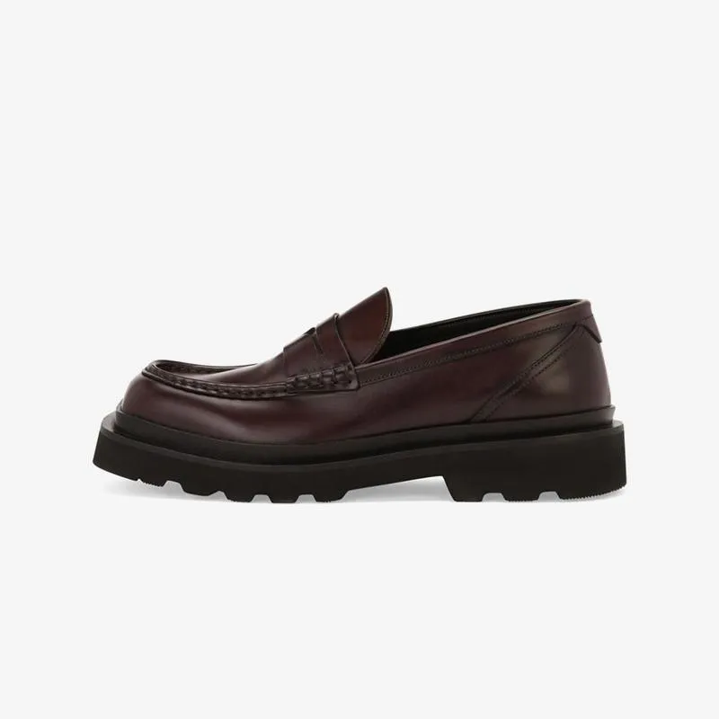 Brown Chunky Sole Penny Calf Loafer