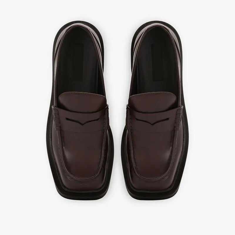 Brown Chunky Sole Penny Calf Loafer