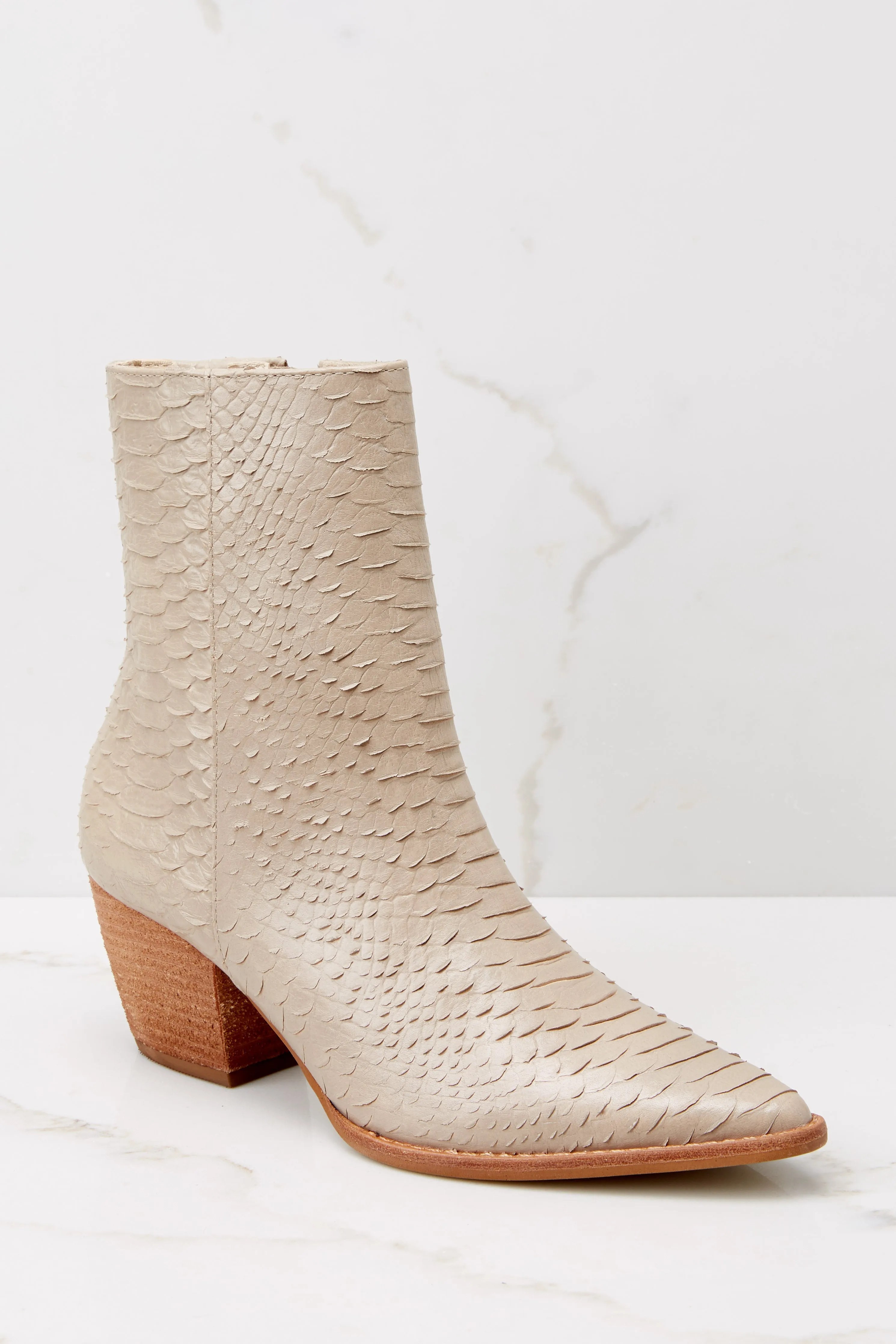 Caty Taupe Snake Ankle Boots
