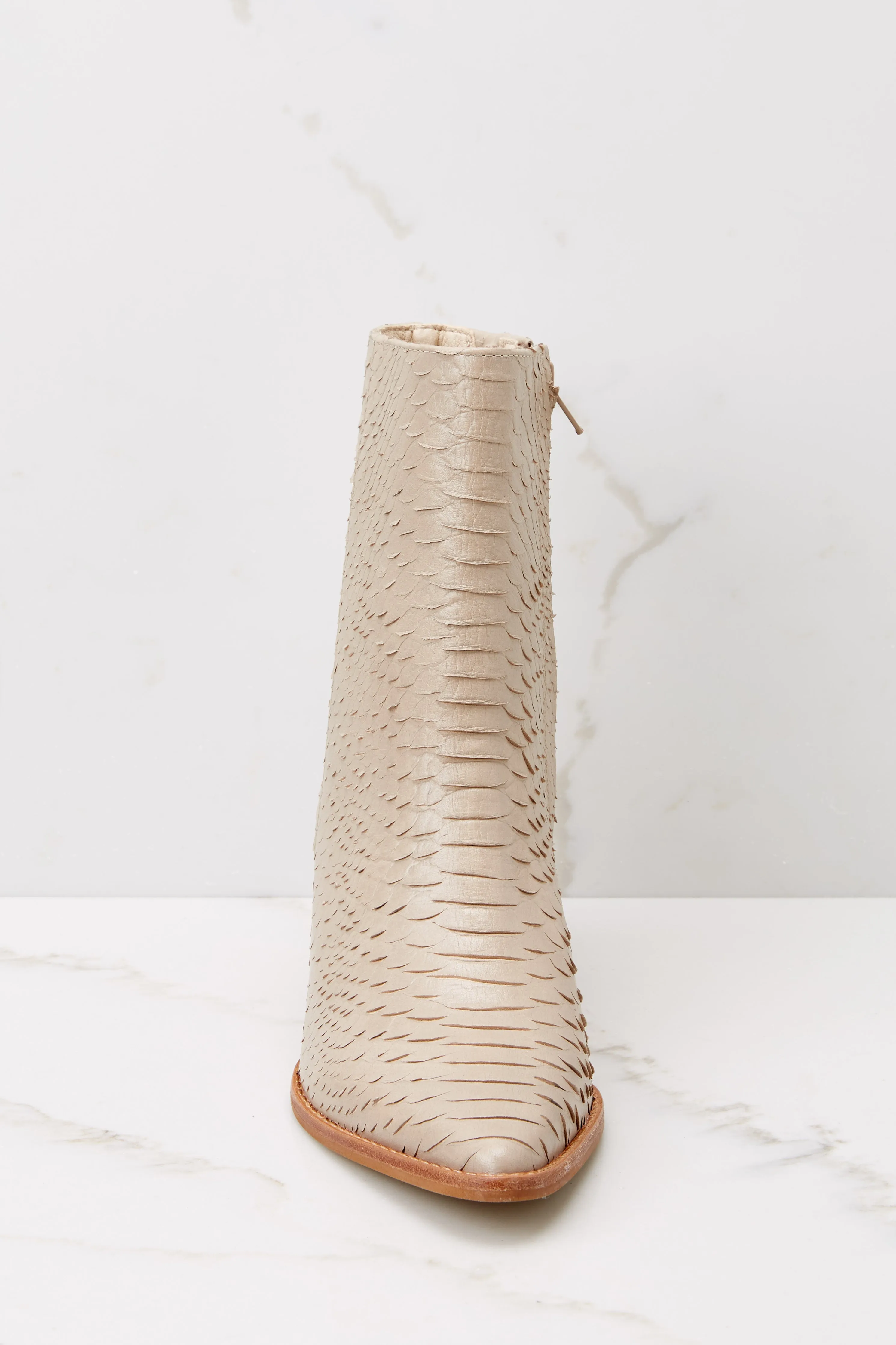 Caty Taupe Snake Ankle Boots