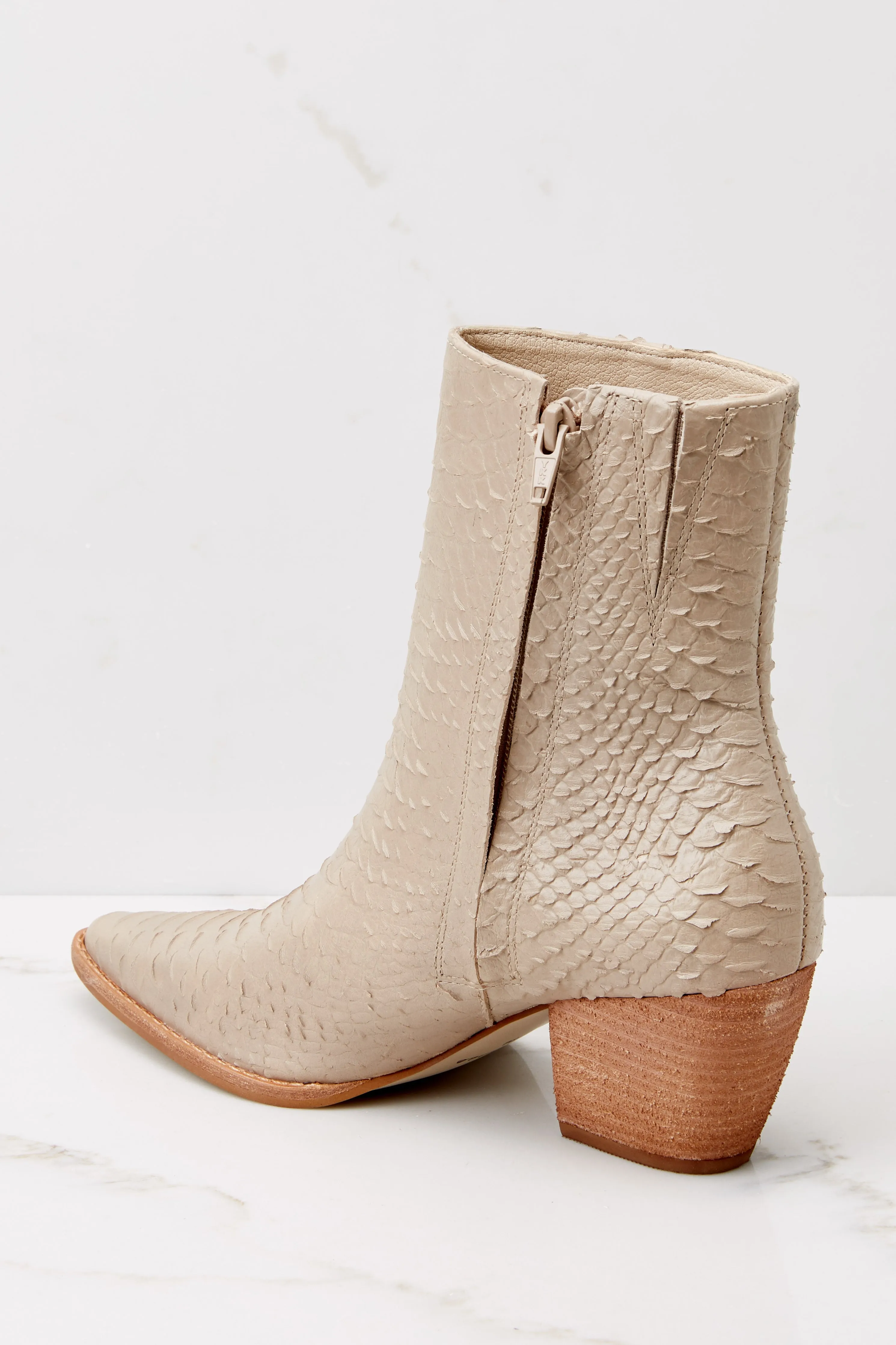 Caty Taupe Snake Ankle Boots