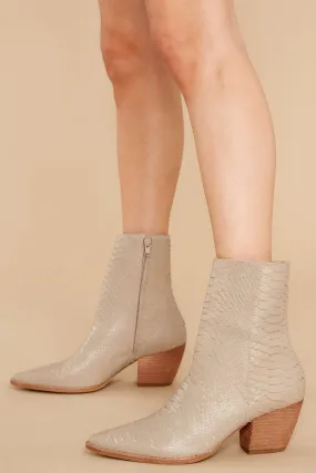 Caty Taupe Snake Ankle Boots