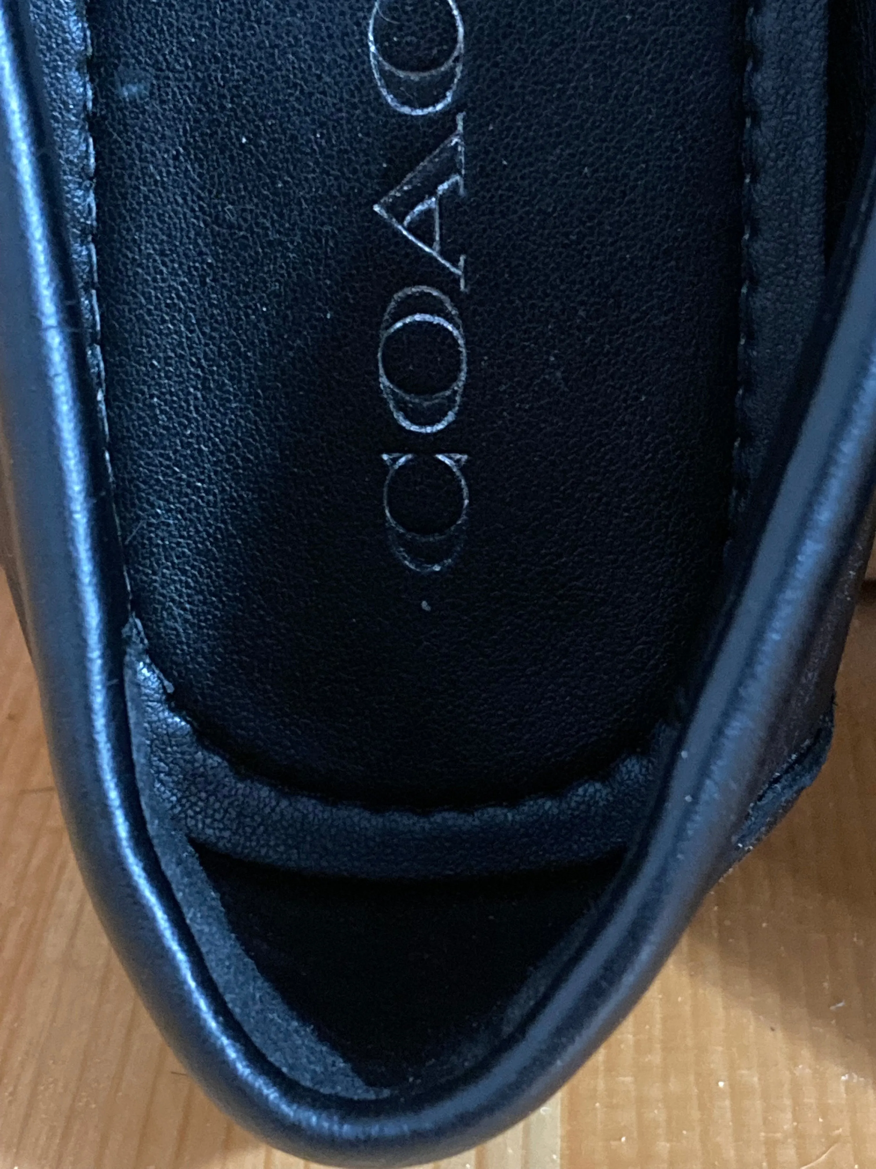 COACH FREDRICA Womens Size 6.5B Pebble Grain Leather Slip On Flats Loafers Triple Black G2229
