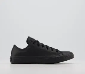 Converse All Star Low Leather Black Mono Leather Trainers