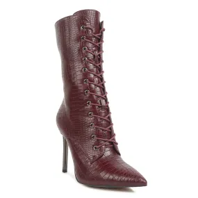 Croc Textured Over The Ankle Boots