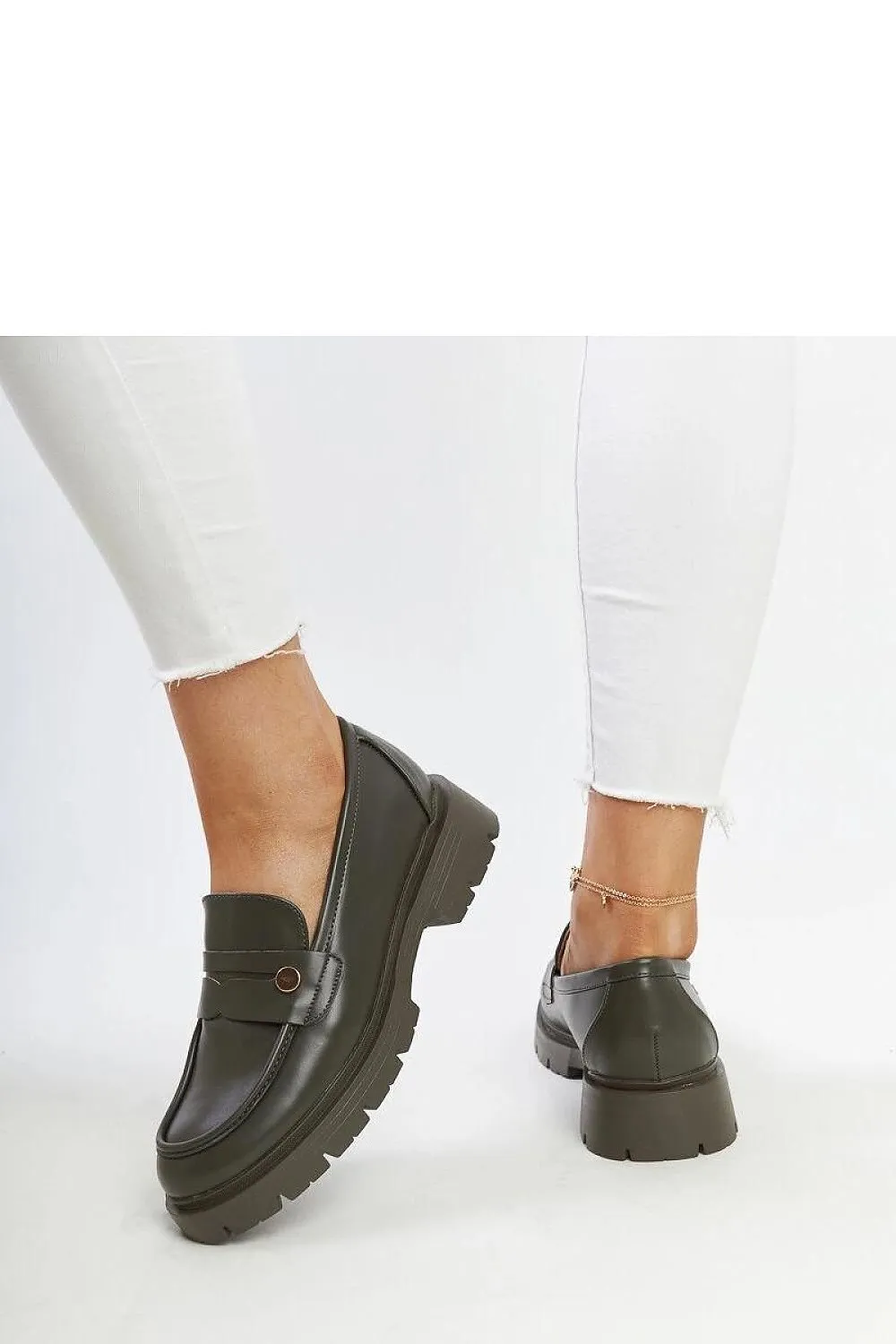 Dark green Eco leather moccasins