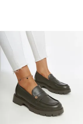 Dark green Eco leather moccasins
