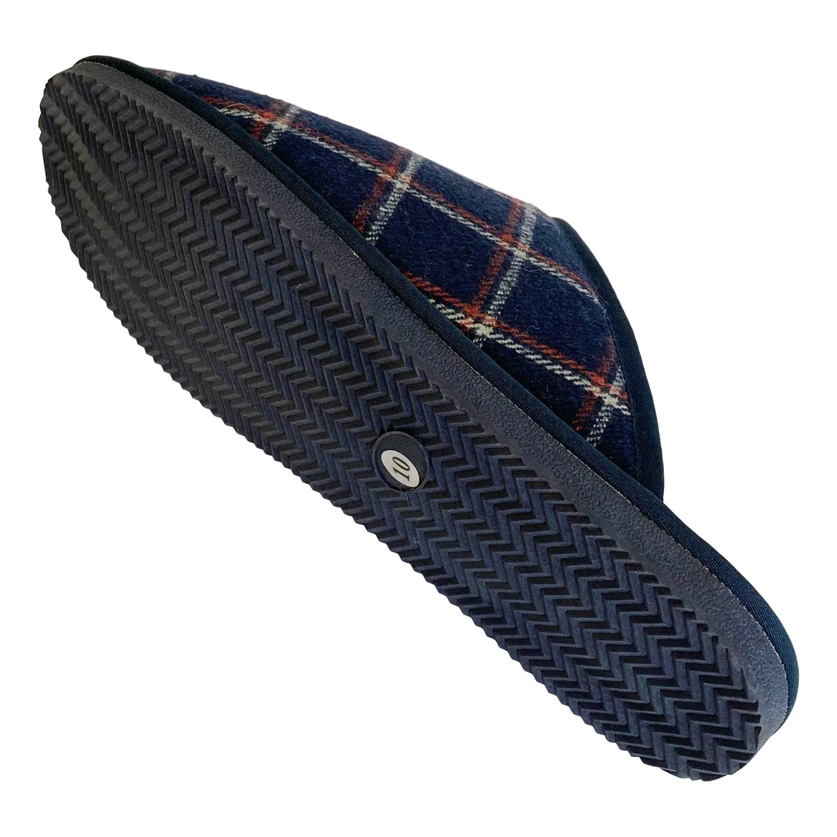 Deluxe Mens 'Michael' Sheepskin Slipper Mule - Navy Tartan