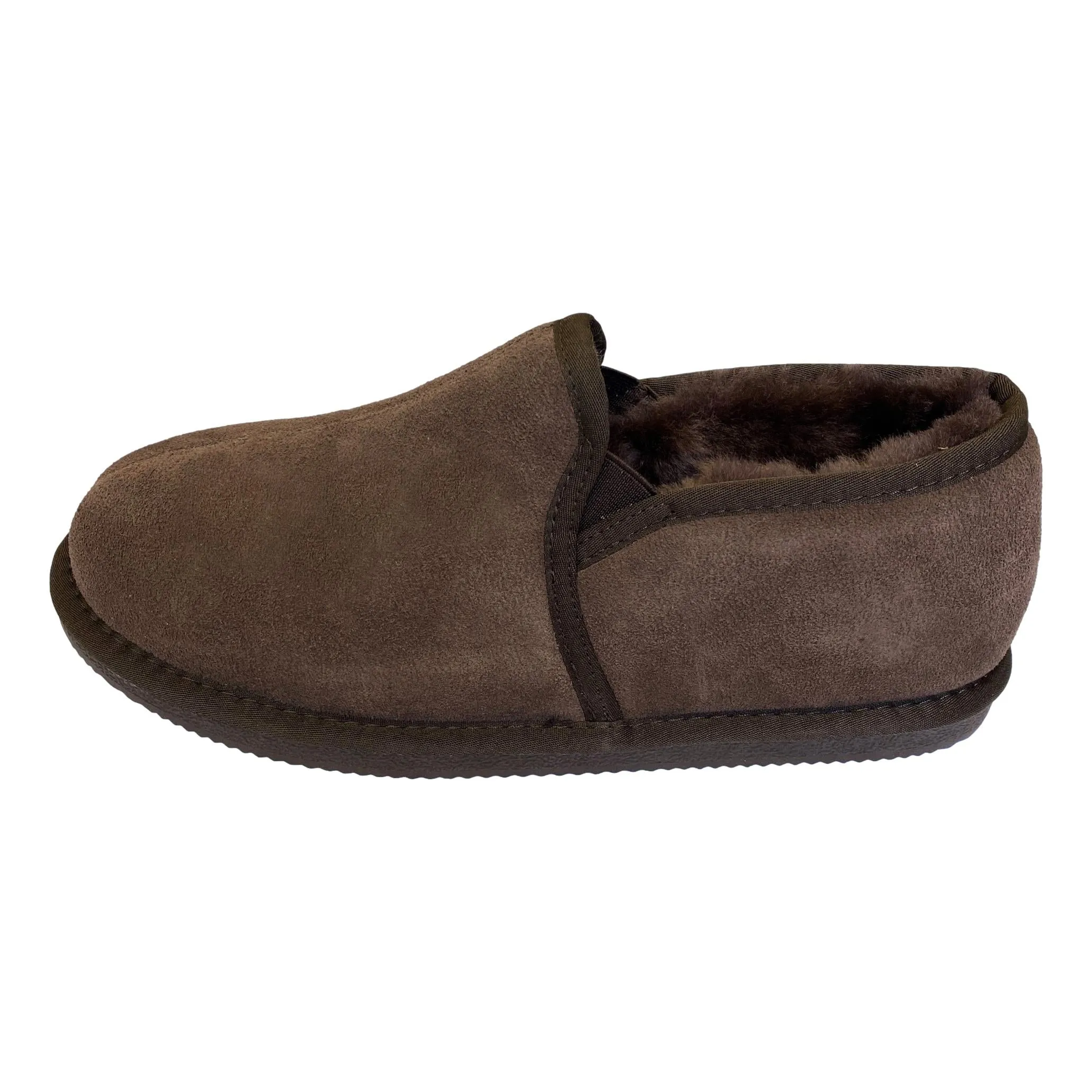 Deluxe Mens 'Sam' Sheepskin Slippers with Hard Sole - Chocolate