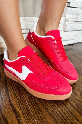 Designer Inspired Bold Red Vintage Sneaker