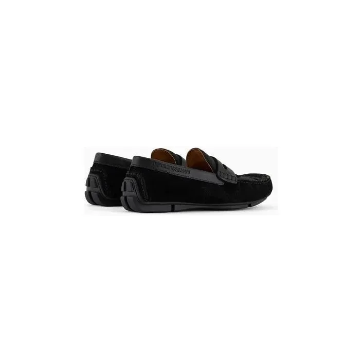EMPORIO ARMANI MICRO-PERFORATED SUEDE DRIVING LOAFERS