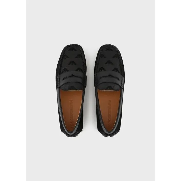 EMPORIO ARMANI MICRO-PERFORATED SUEDE DRIVING LOAFERS