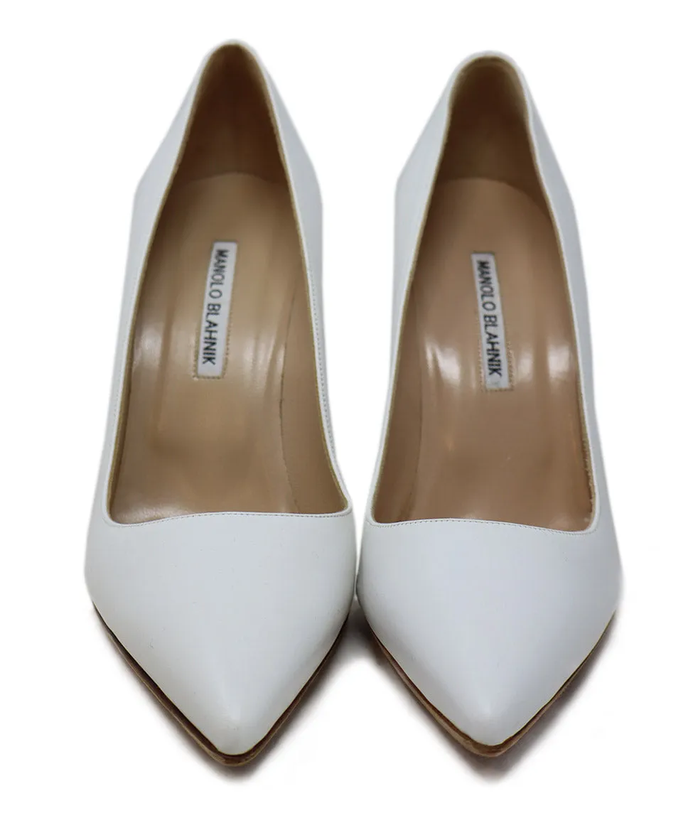 Manolo Blahnik White Leather Heels sz 10