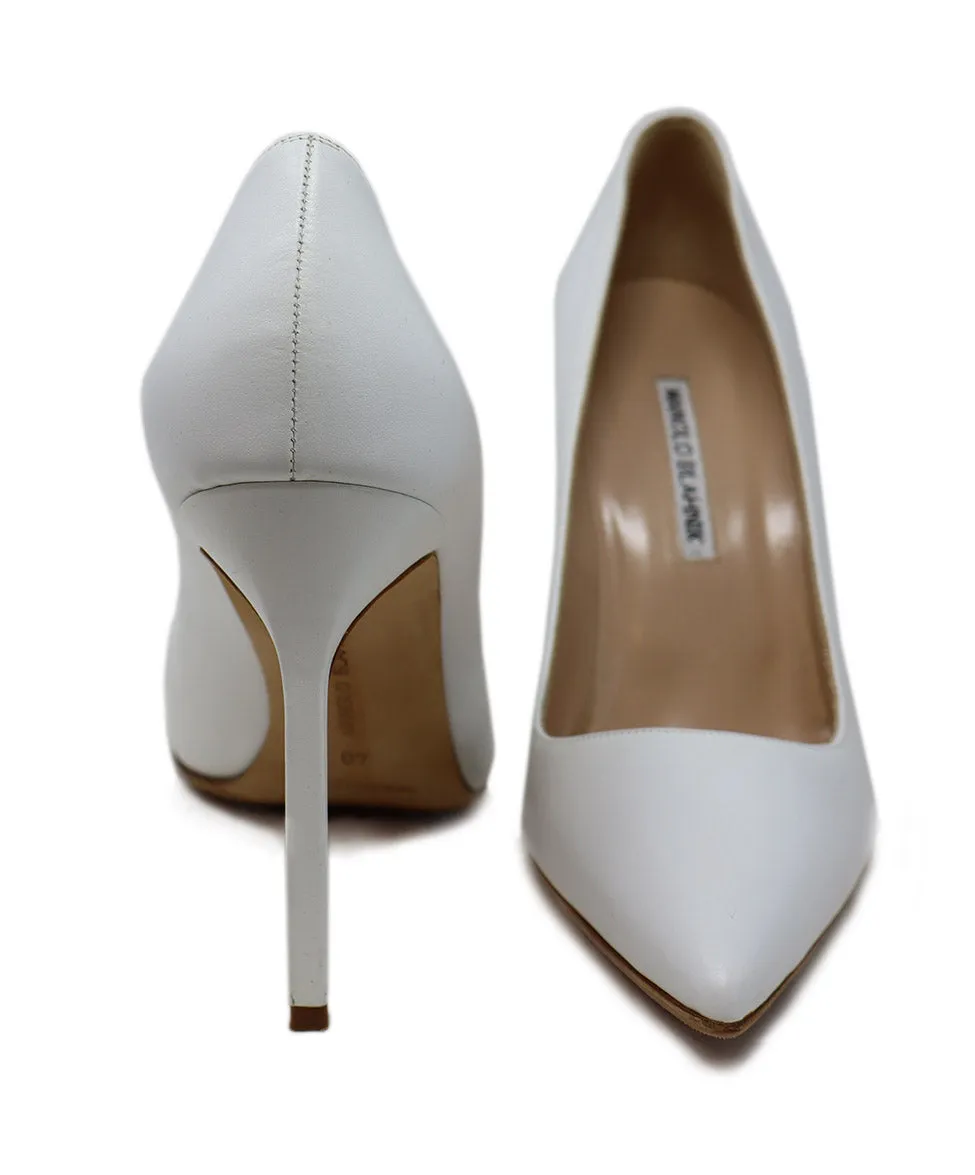 Manolo Blahnik White Leather Heels sz 10