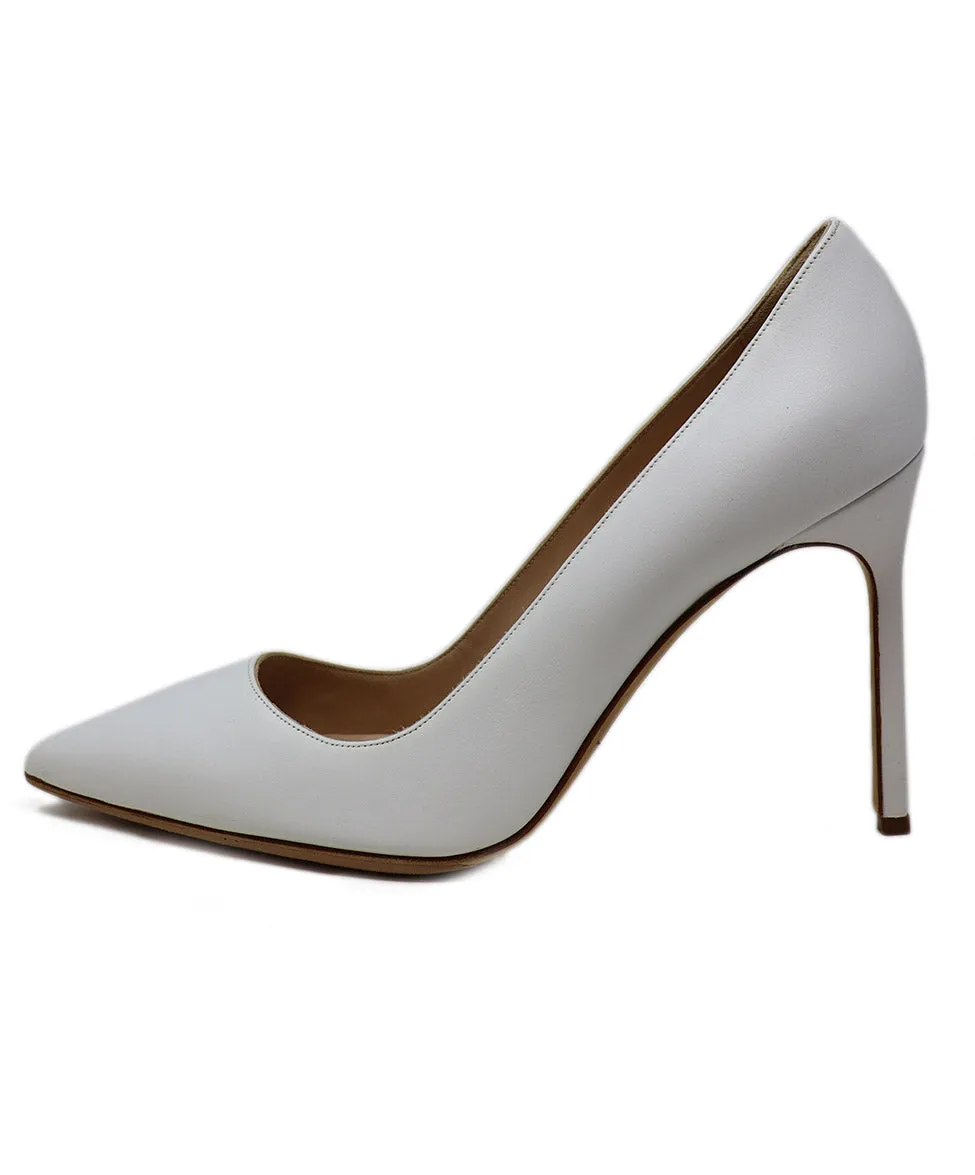 Manolo Blahnik White Leather Heels sz 10