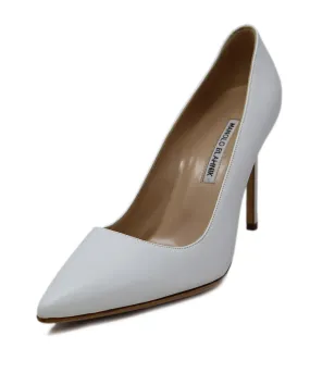 Manolo Blahnik White Leather Heels sz 10