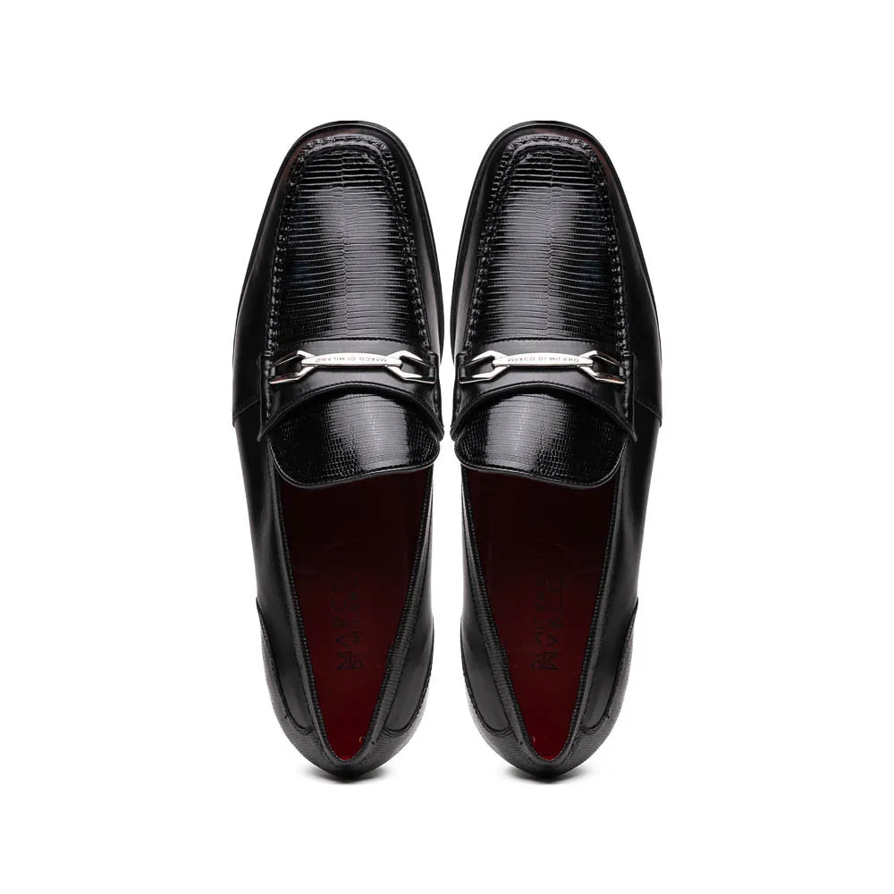 Marco Di Milano Hugo Lizard And Calfskin Black Bit Loafers