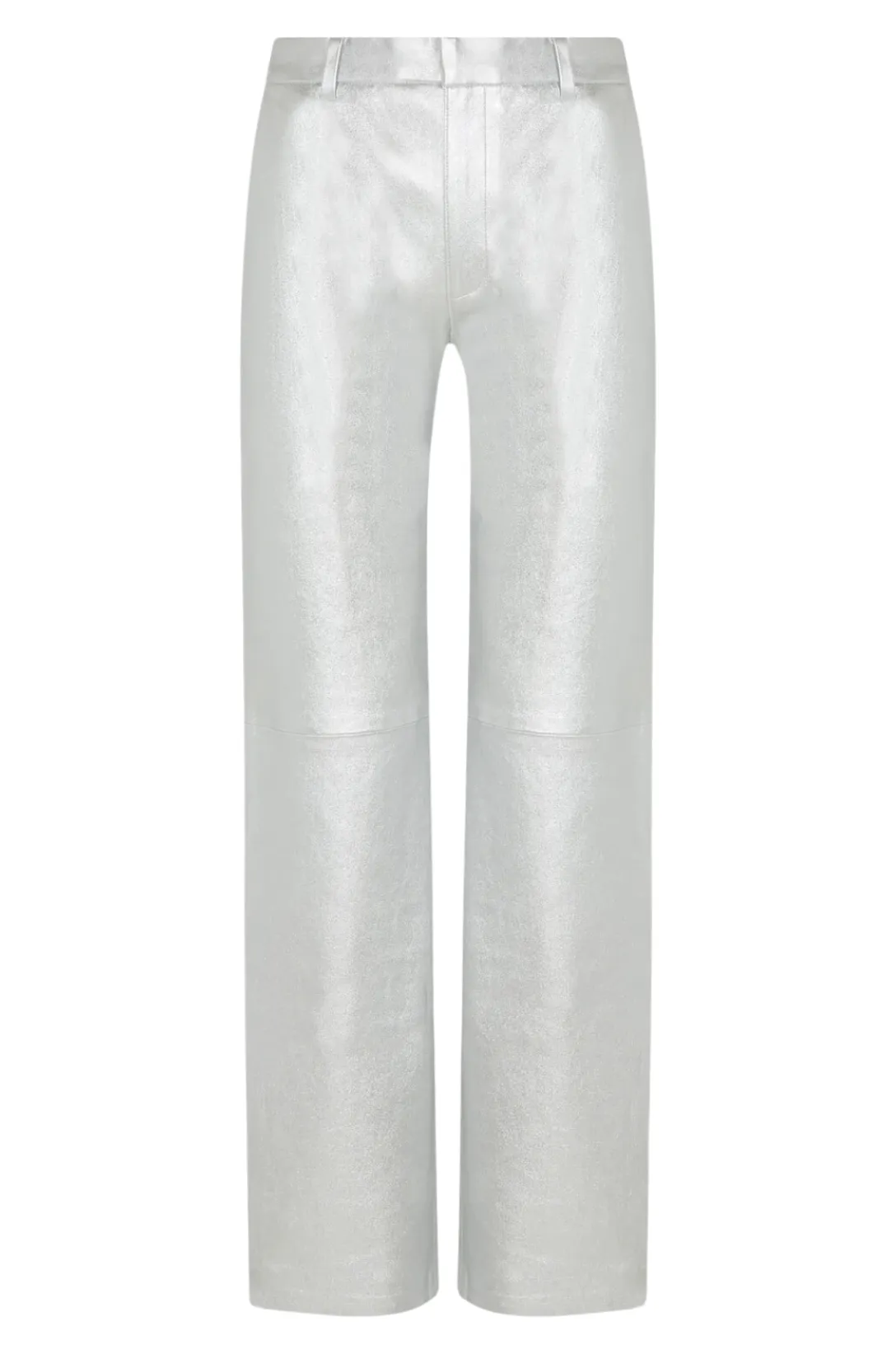 Metallic Leather Classic Trousers | Silver
