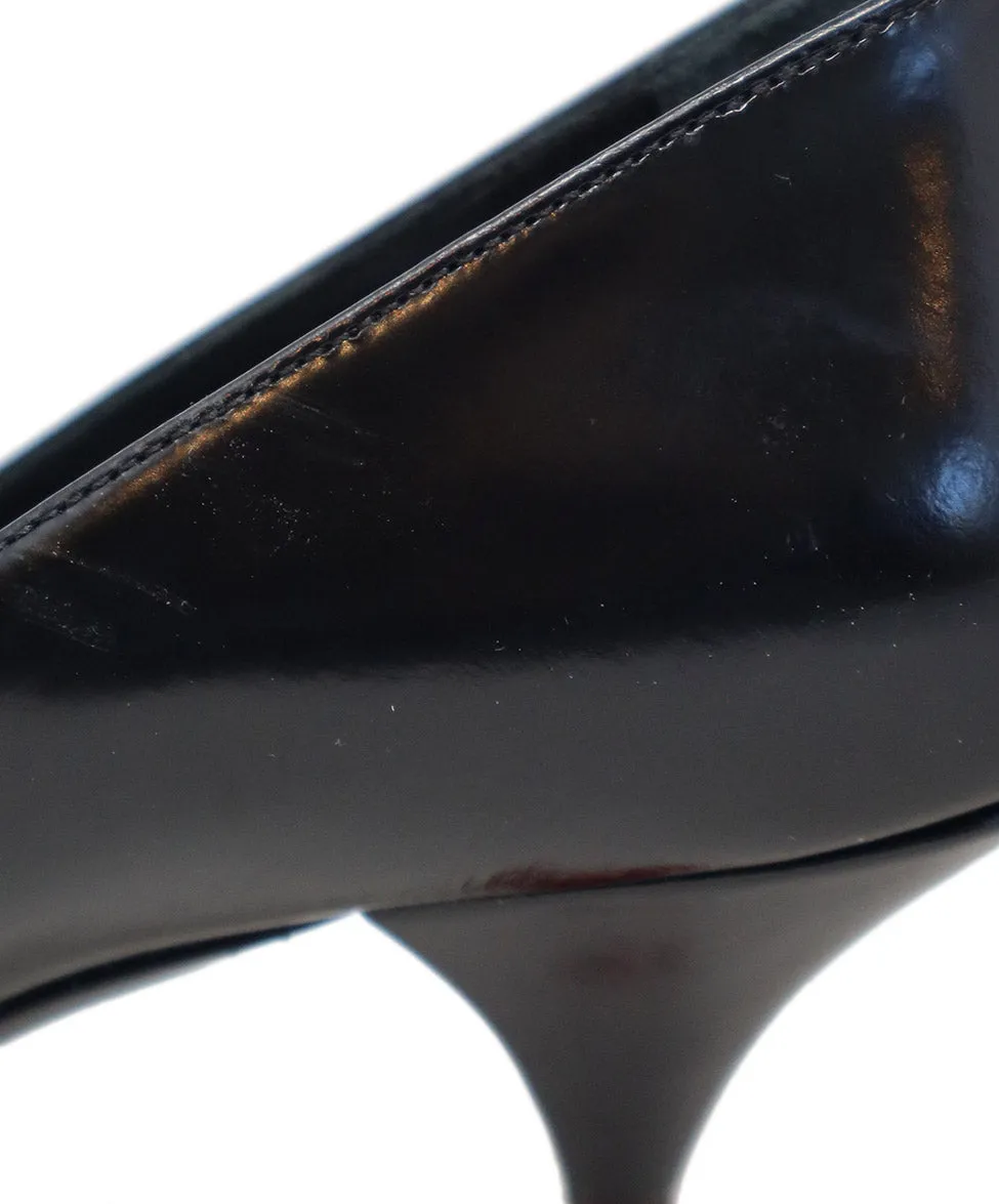 Prada Black Leather & Red Detail Heels sz 7.5