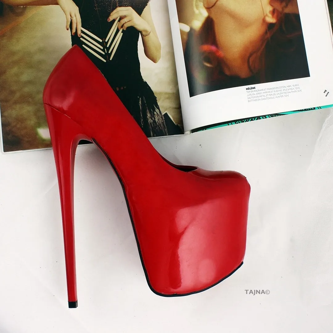 Red Patent Platform High Heels