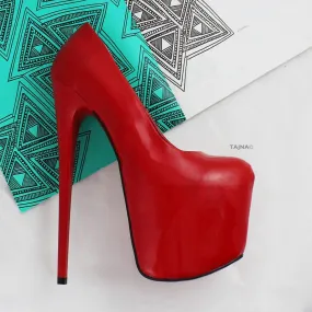 Red Patent Platform High Heels