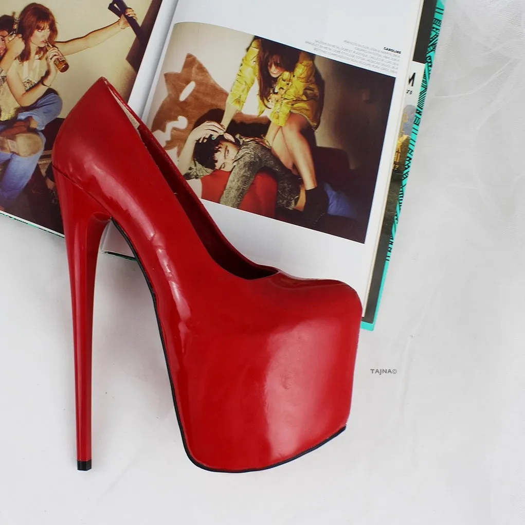 Red Patent Platform High Heels