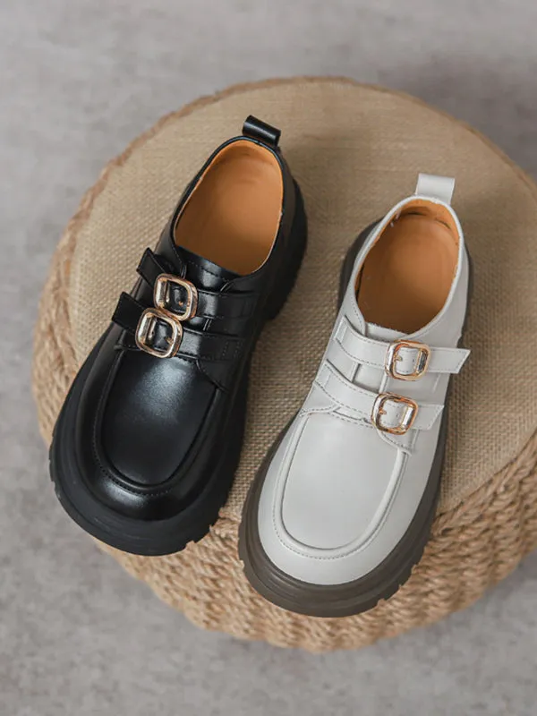 Round-Toe Split-Joint Platform Shoes Loafers