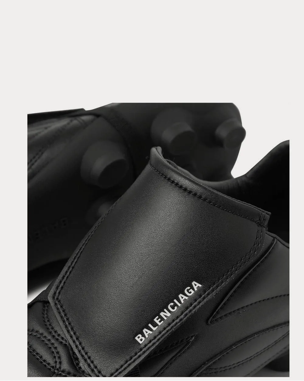 Soccer Logo-Print Faux Leather  Black low top sneakers