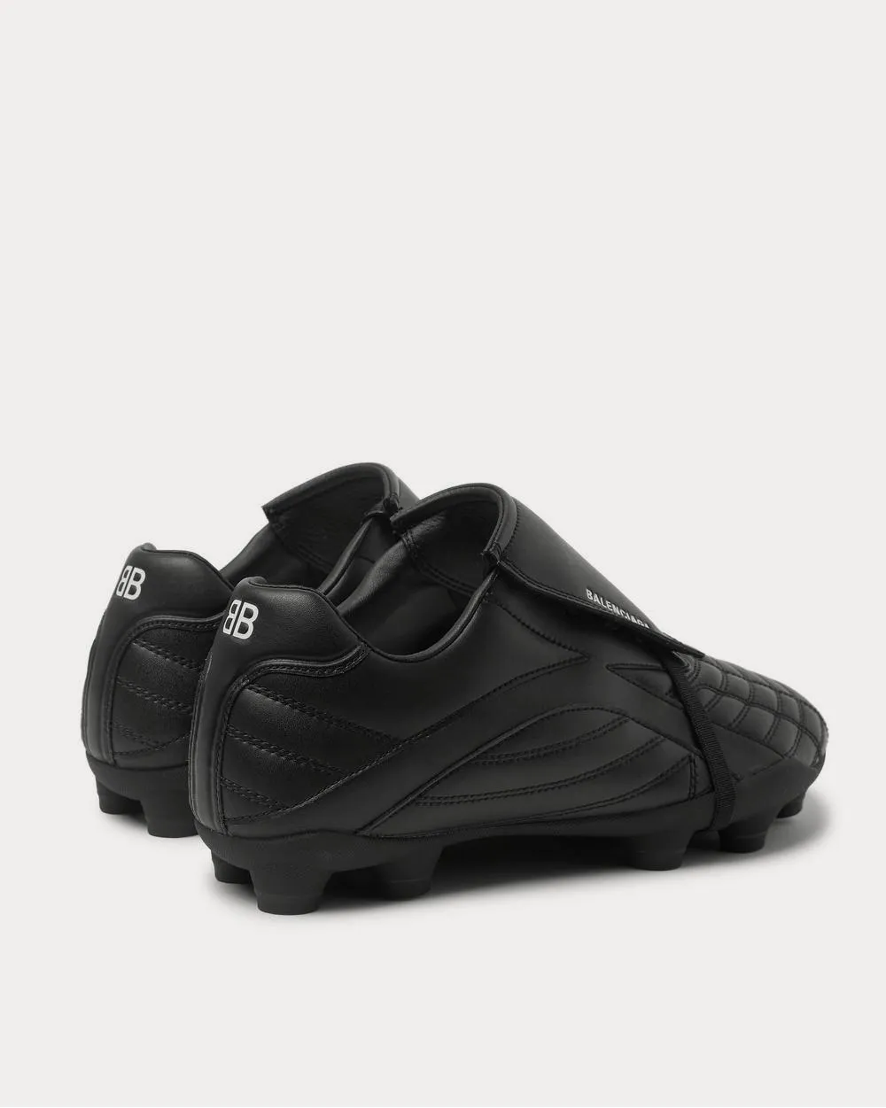 Soccer Logo-Print Faux Leather  Black low top sneakers