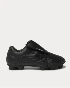 Soccer Logo-Print Faux Leather  Black low top sneakers