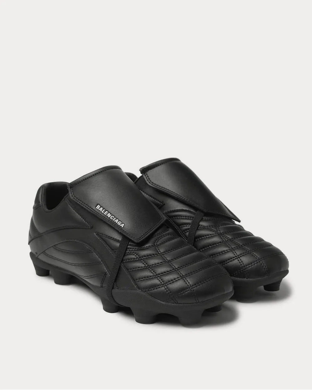 Soccer Logo-Print Faux Leather  Black low top sneakers