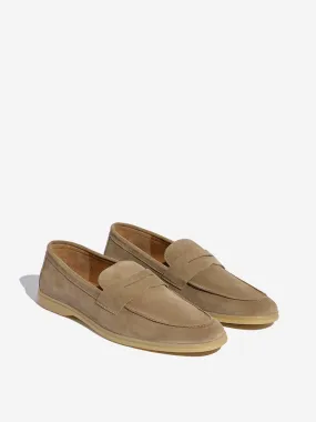 SOLEPLAY Beige Faux-Suede Penny Loafers