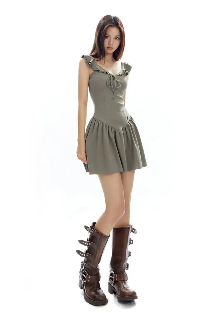Sweetheart Neckline Ruffle Hem Mini Dress