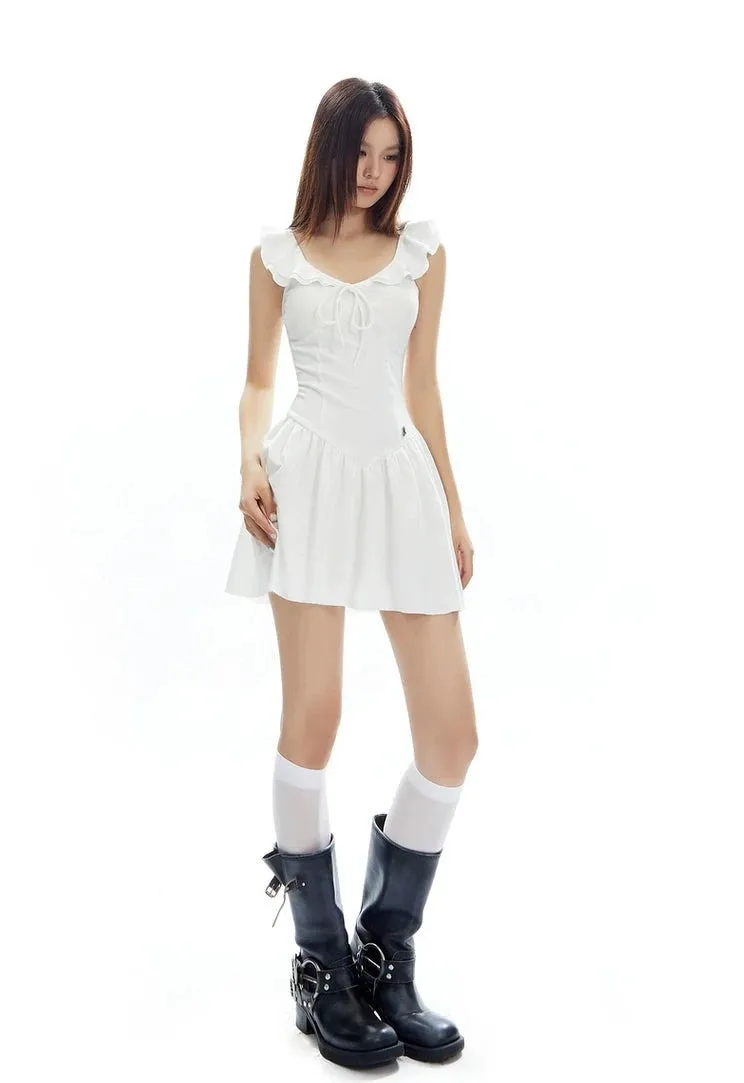 Sweetheart Neckline Ruffle Hem Mini Dress