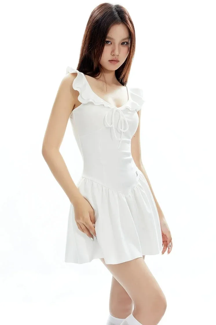 Sweetheart Neckline Ruffle Hem Mini Dress