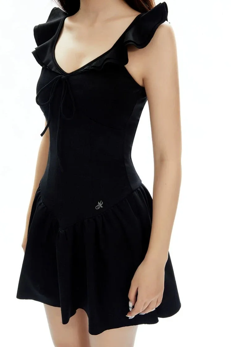 Sweetheart Neckline Ruffle Hem Mini Dress