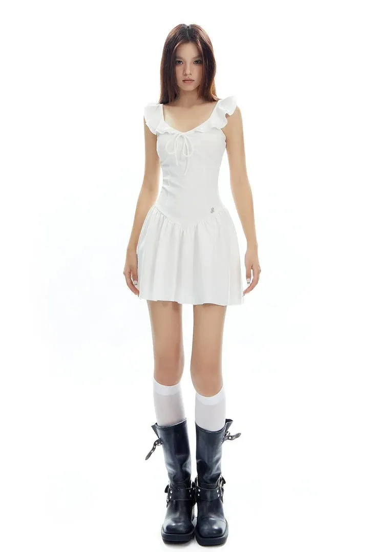 Sweetheart Neckline Ruffle Hem Mini Dress