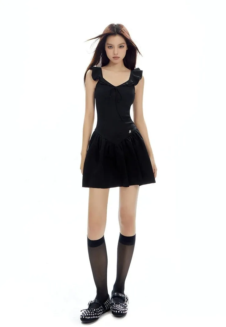 Sweetheart Neckline Ruffle Hem Mini Dress
