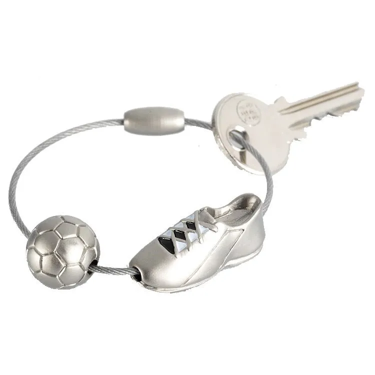 Troika Kick Soccer Ball and Cleats Keyring with Nail Friendly Loop
