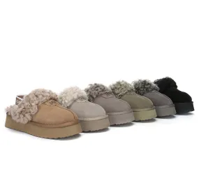 UGG Slippers Women Removable Wool Strap Slingback Platform Waffle Curly