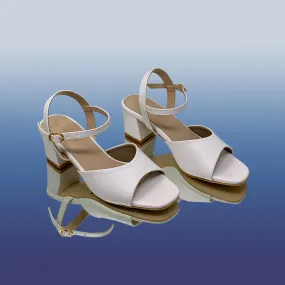 White Block Heel Sandals